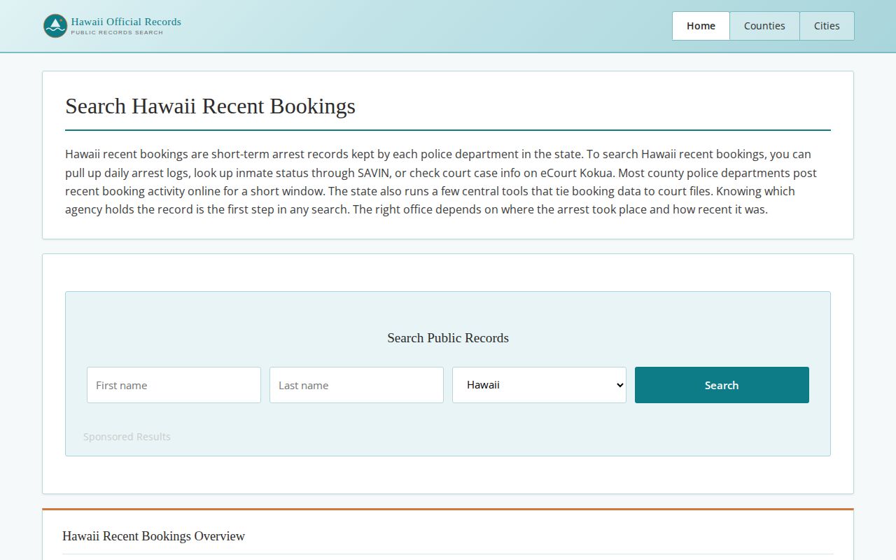 Unofficial Maui recent-bookings directory checked as a secondary source